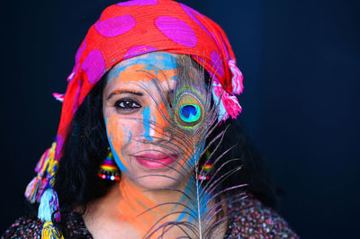 A young girl celebrating the festival of colours, holi.