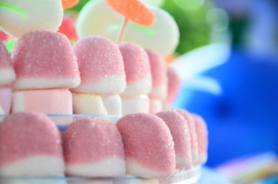 Close-up of pink marshmallows
