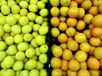 Full frame shot of lemons for sale at market stall