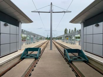 Railroad station platform against sky