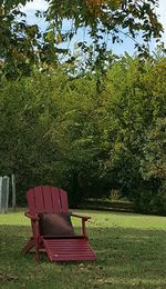 Empty bench in park