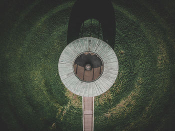 High angle view of people on plant