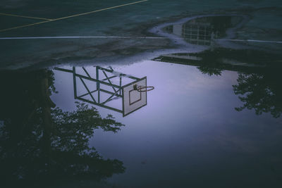 Reflection of basketball court