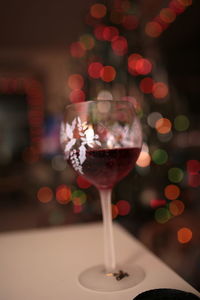 Close-up of wine glass on table