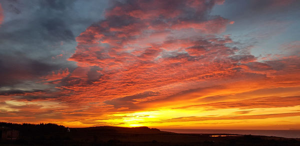 Scenic view of dramatic sky during sunset