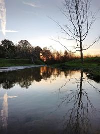 Scenic view of lake against sky