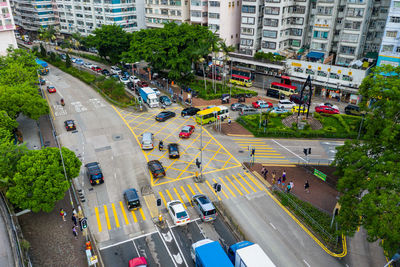 High angle view of traffic on city street