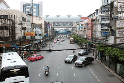 Cars on street in city