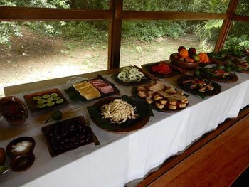 High angle view of food on table