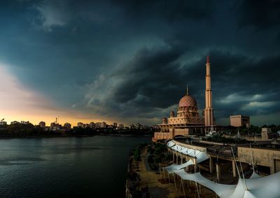 Mosque against stormy sky