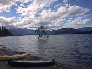 Scenic view of lake against sky