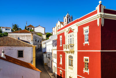 Panoramic view of silves old town with a narrow road leading to the cathedral, algarve, portugal