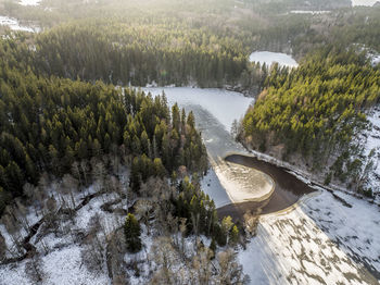 High angle view of dam by river