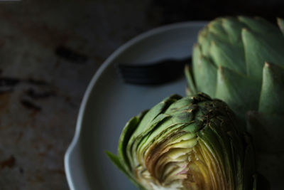 High angle view of vegetables in container