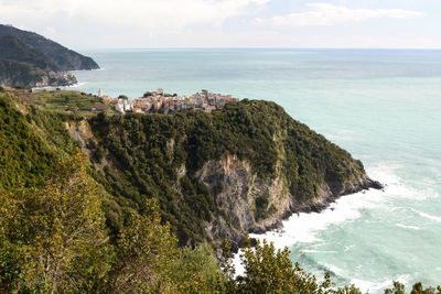 High angle view of sea against sky