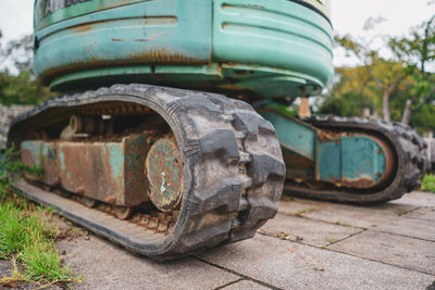 Close-up of rusty abandoned machine 