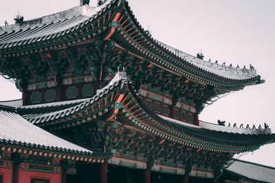 Low angle view of temple building against sky