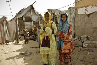 Portrait of girls and boys at slum