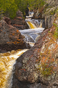 Water flowing through rocks