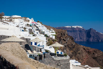 Beautiful white houses and buildings in santorini island