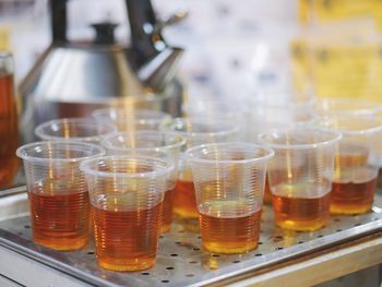 Close-up of beer in glass