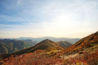 Scenic view of mountains against sky