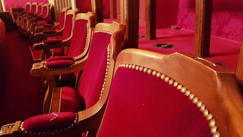 Close-up of chairs in room