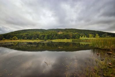 Scenic view of lake against sky