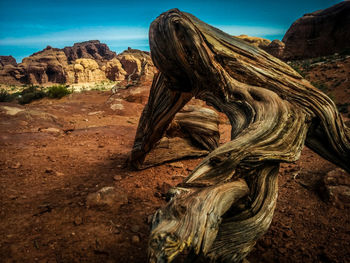 View of rock formation in desert against sky