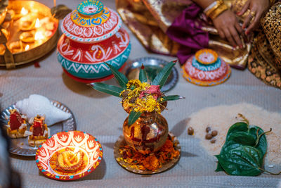 Close-up of various food on table