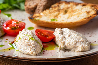 Close-up of food in plate on table