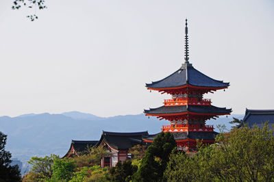 Low angle view of pagoda against sky