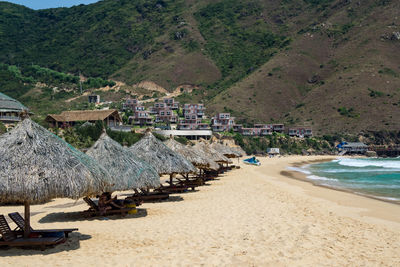 High angle view of buildings on beach