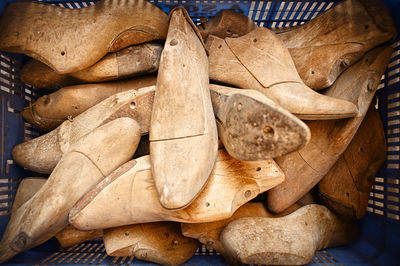 Close-up of logs on wooden logs