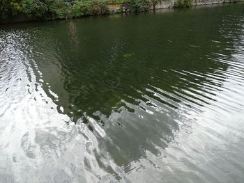 High angle view of rippled water