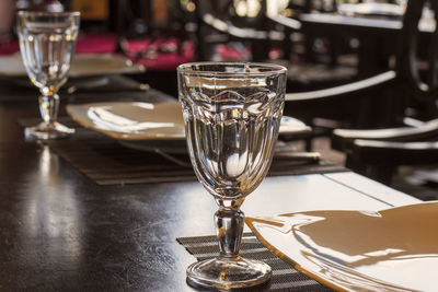 Close-up of wine in glass on table