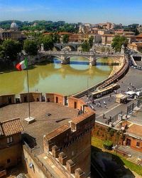 High angle view of bridge over river