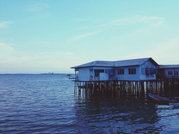 House by sea against sky