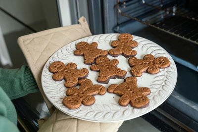 High angle view of cookies on table