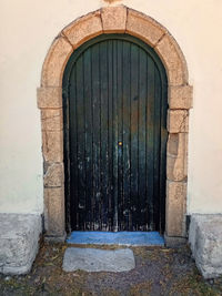 Closed door of old building