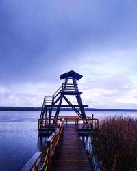 Pier over lake against sky