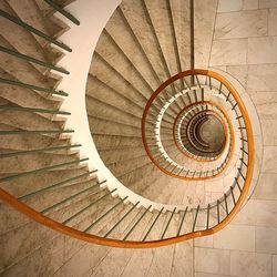 High angle view of spiral stairs