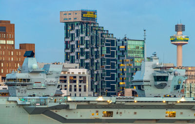 View of city buildings against sky