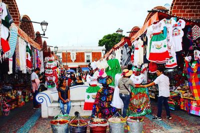 View of market in city