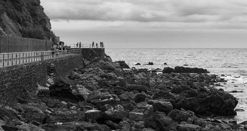 Scenic view of sea against cloudy sky