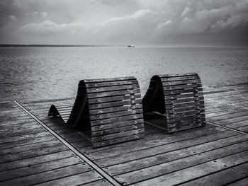 Scenic view of sea against cloudy sky