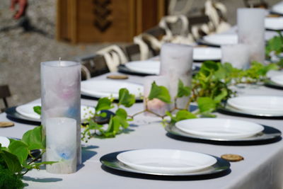 Close-up of empty plate on table