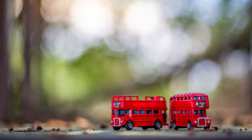 Close-up of red toy against blurred background