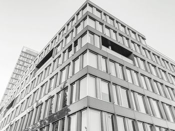 Low angle view of modern building against clear sky