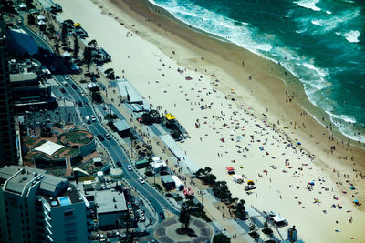 Aerial view of people at beach